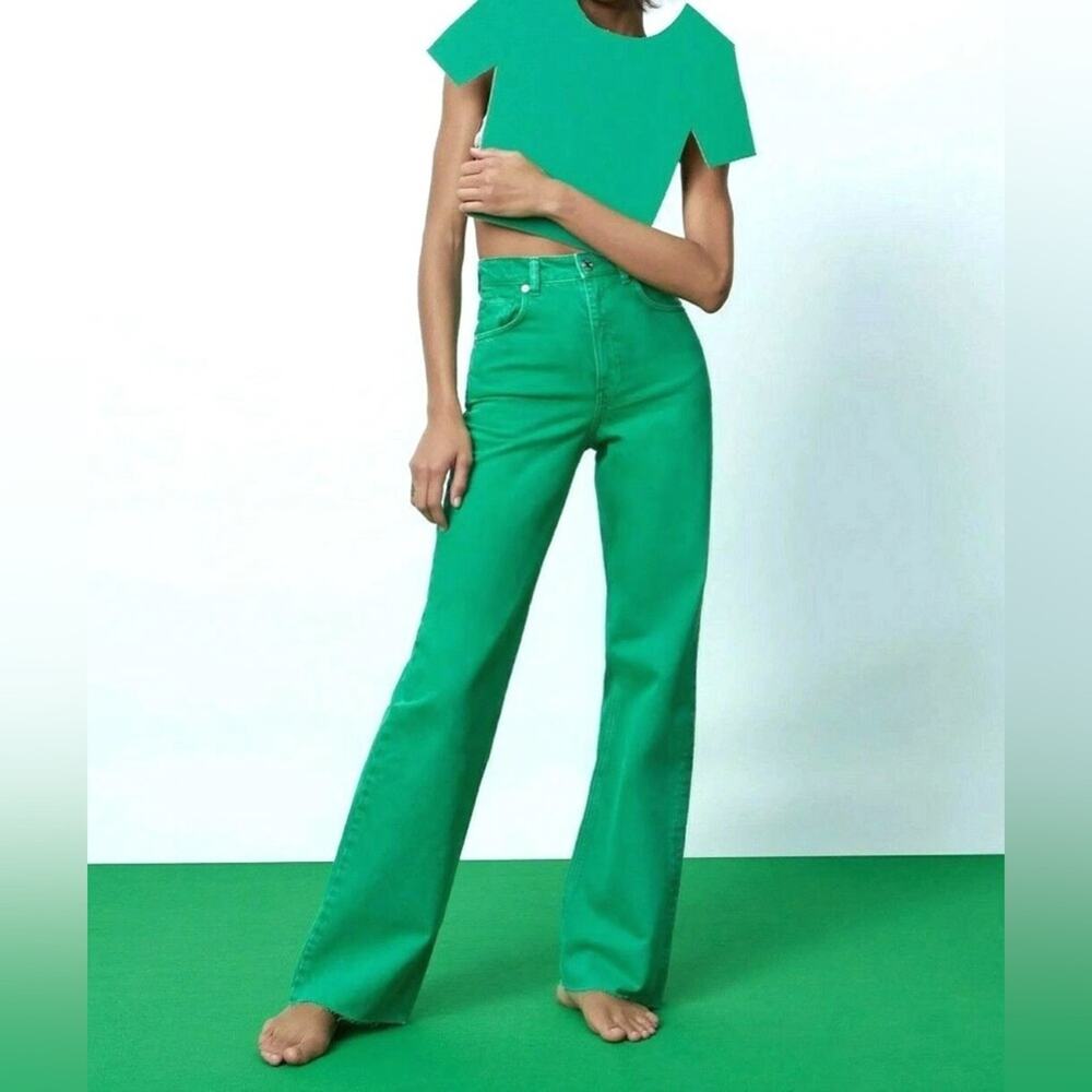Zara Green Flare Women's Jeans
